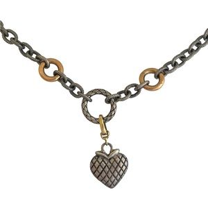 Alisa Italy Traversa Twist Sterling and 18k Necklace with Heart